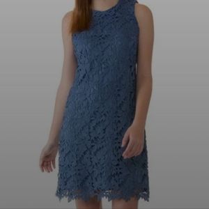 Karl Largerfield Chemical Blue Lace Overlay  Sheath Dress